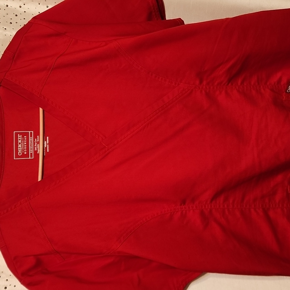 Red Cherokee scrub top